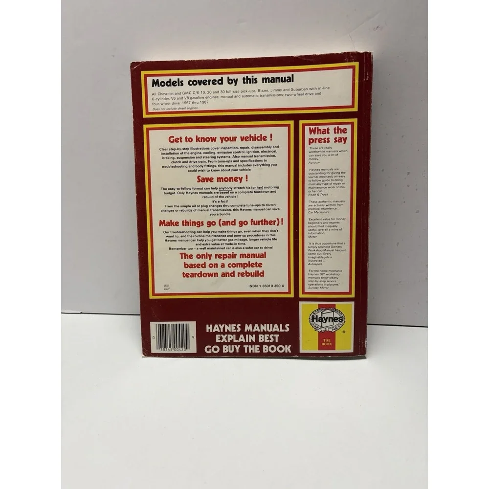 Haynes 24064 Repair Manual Chevrolet GMC Pick-Ups 1967 thru 1987 Suburban Blazer